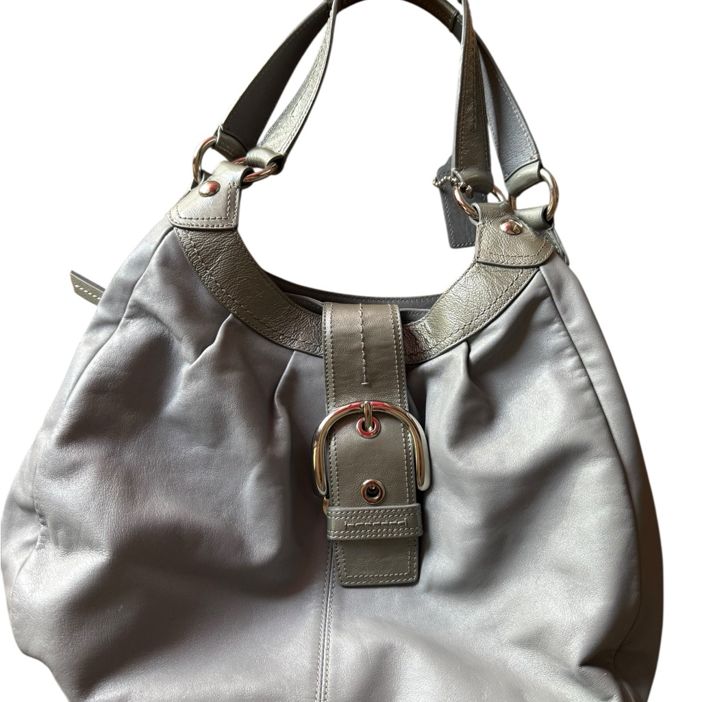 Coach Gray Soho Lynn Buckle Leather 3 Compartment Hobo Shoulder Bag Purse F15075